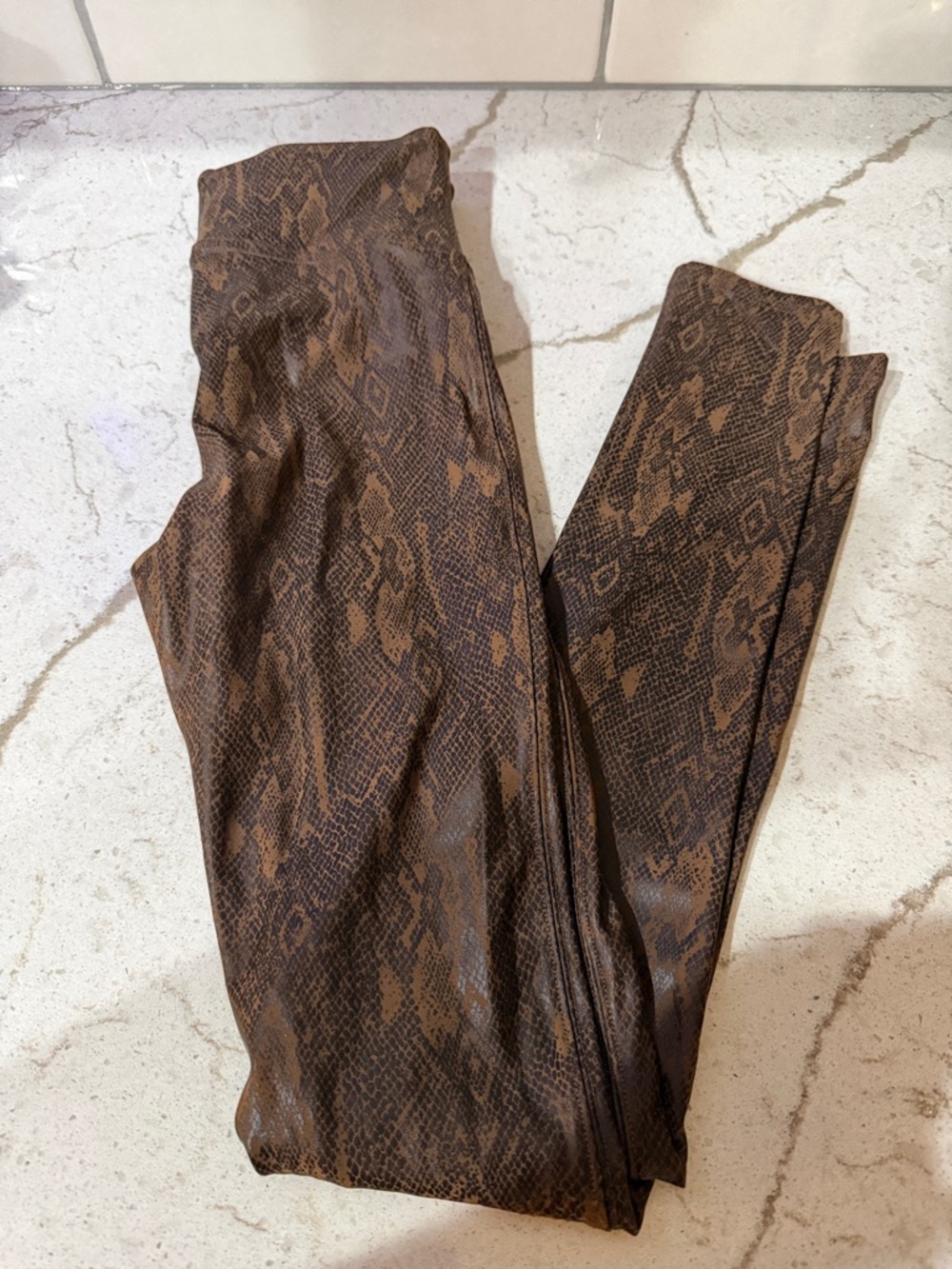 SPANX Brown Snake Print Leggings